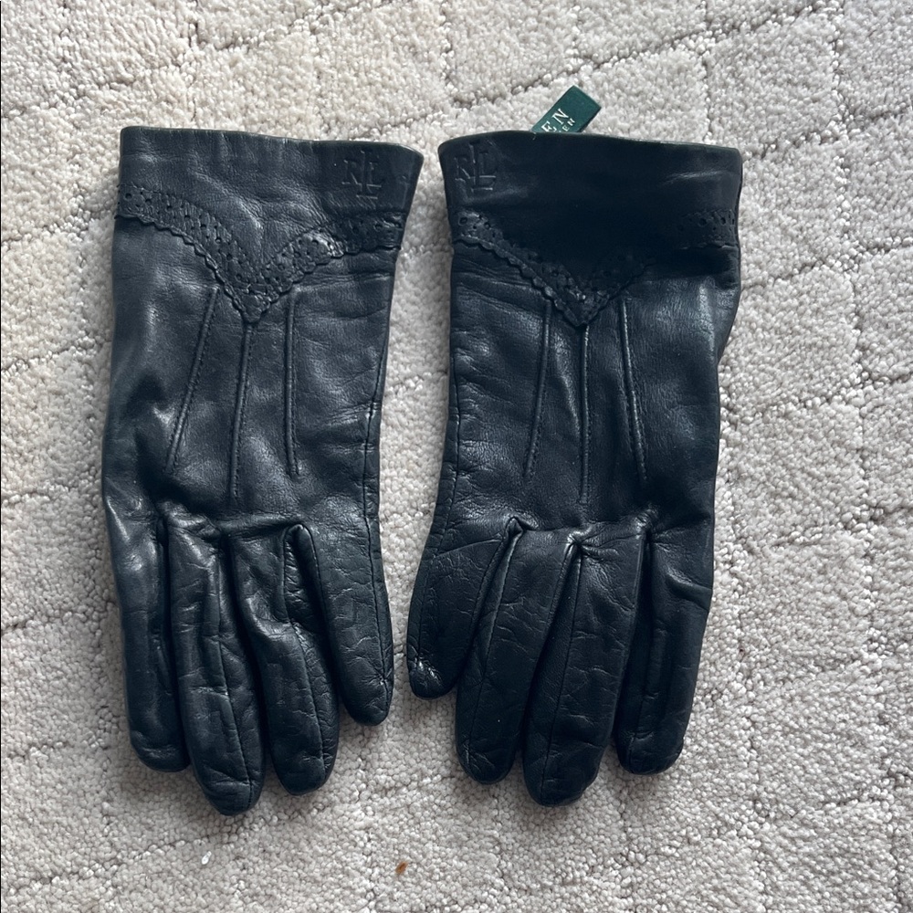 Women’s Ralph Lauren Black Leather Gloves